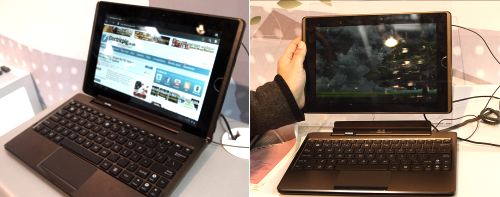 แท็บเล็ต (tablet) พร้อมคีย์บอร์ด QWERTY สามารถเชื่อมต่อทำงานร่วมกันเป็นเน็ตบุ๊ค .. ซื้อแบบนี้น่าจะคุ้มกว่านะ